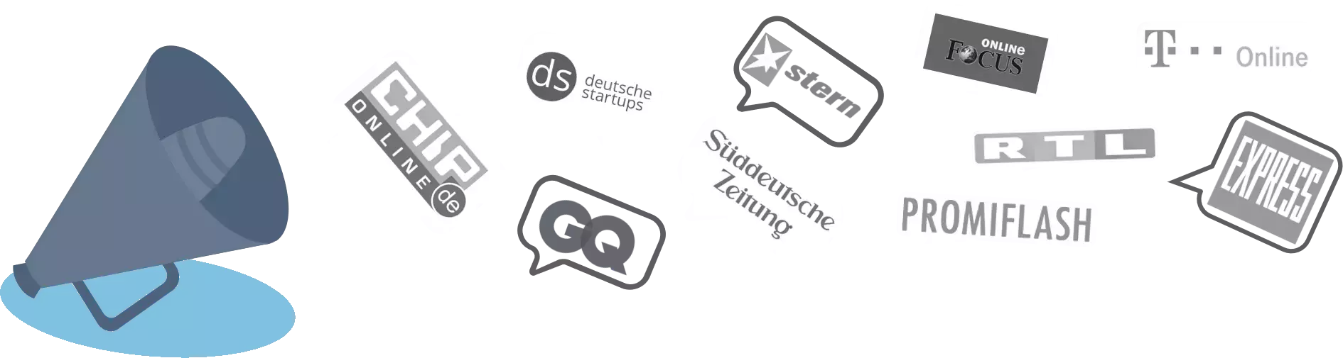 Logos von Medienpartnern: Chip, Süddeutsche Zeitung, RTL, etc.
