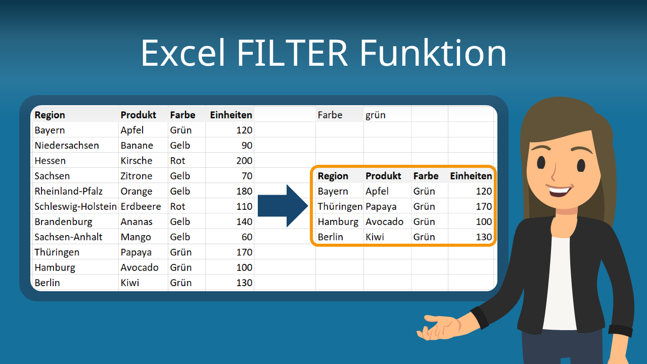 Excel FILTER Funktion • einfach erklärt · [mit Video]