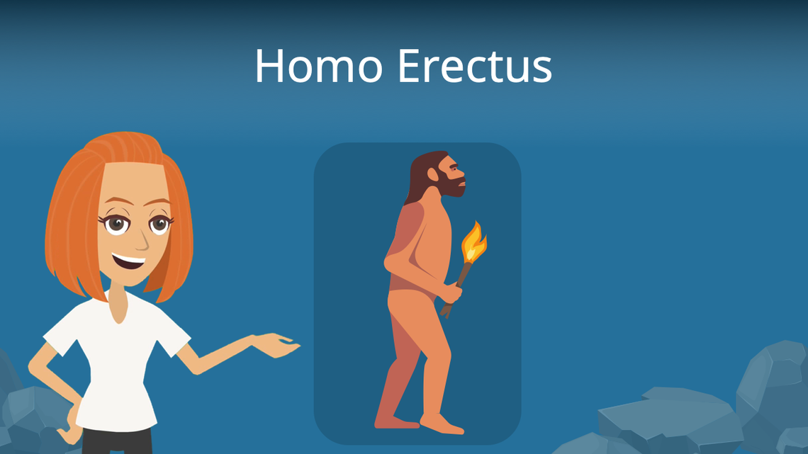 Homo erectus aufrechter Mann Feuer